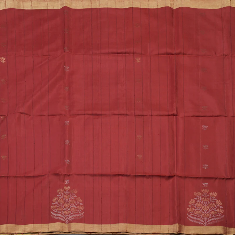 Hayagrivas Handloom Pure Soft Silk saree in Delicate Maroon with Ivory KBE56D5-1 - Image 3