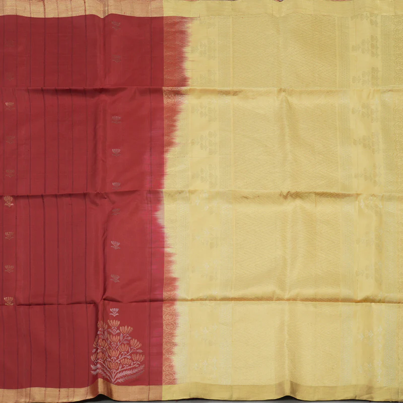 Hayagrivas Handloom Pure Soft Silk saree in Delicate Maroon with Ivory KBE56D5-1 - Image 4