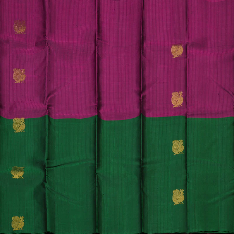Hayagrivas Handloom Purple & Bottle Green Kanjivaram Silk Saree KBE2534C4-3 - Image 4