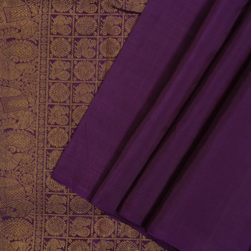 Hayagrivas Handloom Purple Kanjivaram Silk Saree KBE1475J5-3 - Image 2