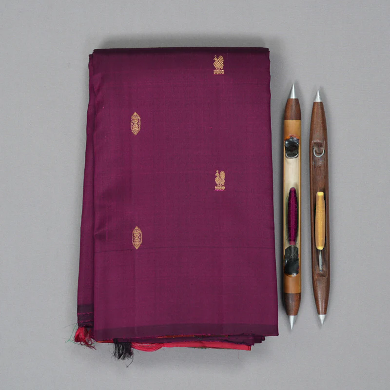 Hayagrivas Handloom Purple Kanjivaram Silk Saree KBF134D1-1 - Image 2