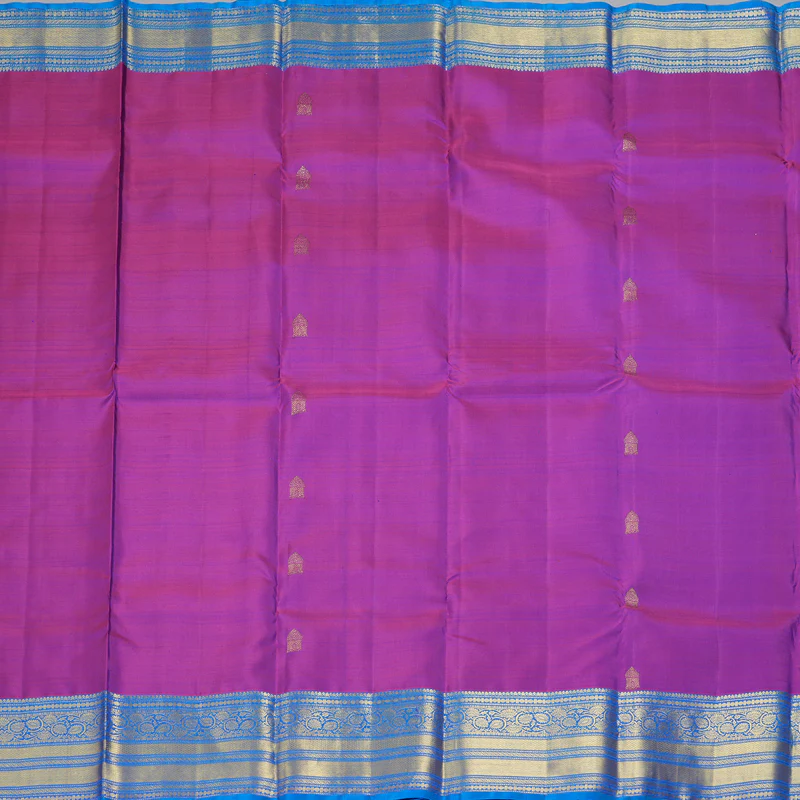 Hayagrivas Handloom Purple Kanjivaram Silk Saree with Anantha Blue Border KBF207E1-2 - Image 7