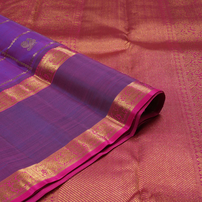 Hayagrivas Handloom Purple Kanjivaram Silk Saree with Dual Tone border KBE1301J3-1 - Image 4