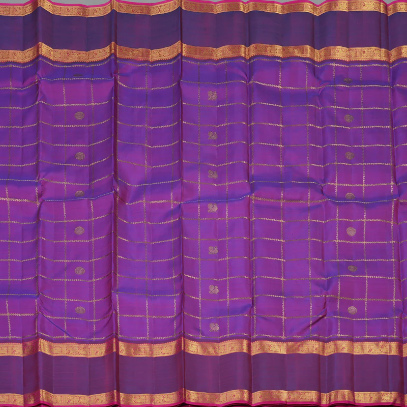 Hayagrivas Handloom Purple Kanjivaram Silk Saree with Dual Tone border KBE1301J3-1 - Image 5