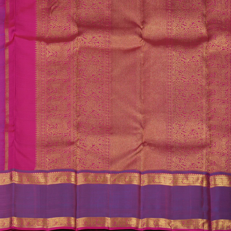 Hayagrivas Handloom Purple Kanjivaram Silk Saree with Dual Tone border KBE1301J3-1 - Image 7