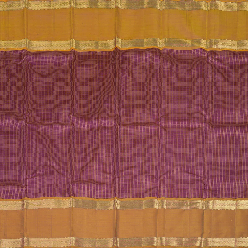Hayagrivas Handloom Purple Kanjivaram Silk Saree with Golden Orange Border BE709-SBS KBEL709C1-1 - Image 4