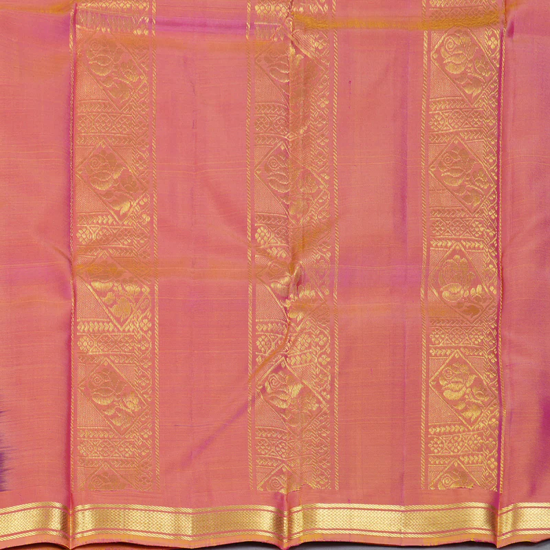 Hayagrivas Handloom Purple Kanjivaram Silk Saree with Golden-Pink Border KBF137D10-11 - Image 5