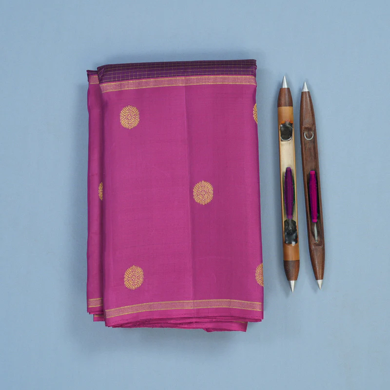 Hayagrivas Handloom Purple Kanjivaram Silk Saree with Magenta Border KBE2493C7-1 - Image 2