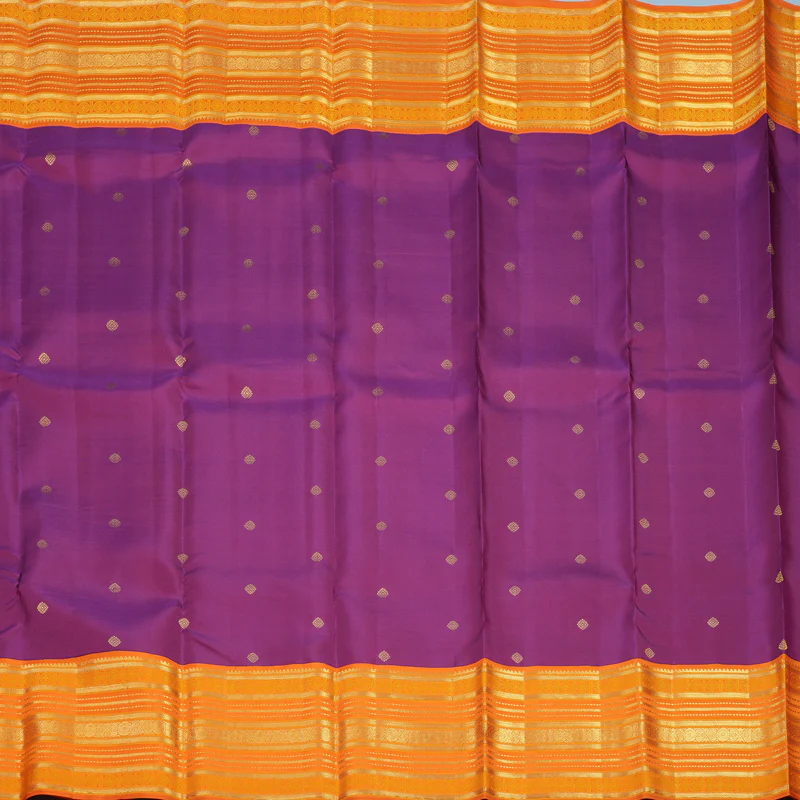 Hayagrivas Handloom Purple Kanjivaram Silk Saree with Orange Border SSCBF23D13-2 - Image 5