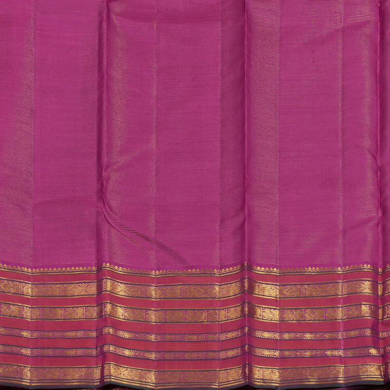 Hayagrivas Handloom Purple Kanjivaram Silk Saree with Orangish-Pink Border KBE2481C7-1 - Image 7