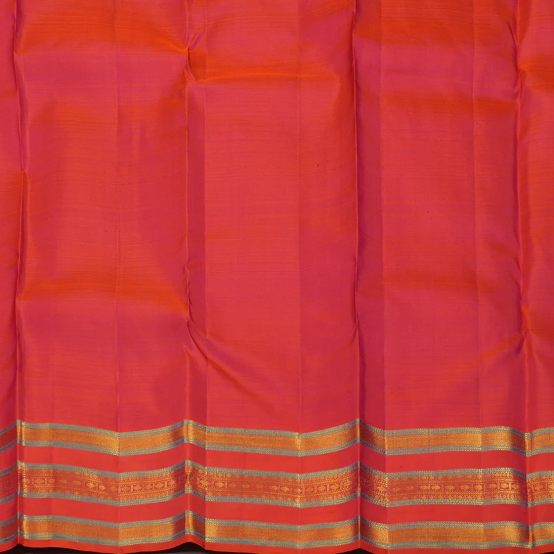 Hayagrivas Handloom Purple Kanjivaram Silk Saree with Pinkish-Orange Border KBE1954L10-4 - Image 8