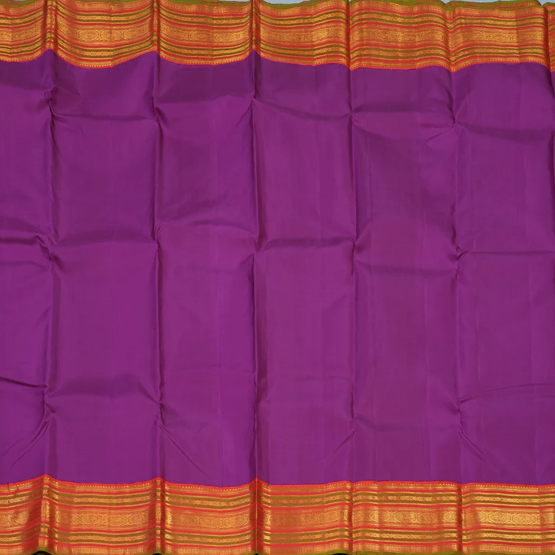 Hayagrivas Handloom Purple Kanjivaram Silk Saree with Red Border KBE1605K8-2 - Image 4