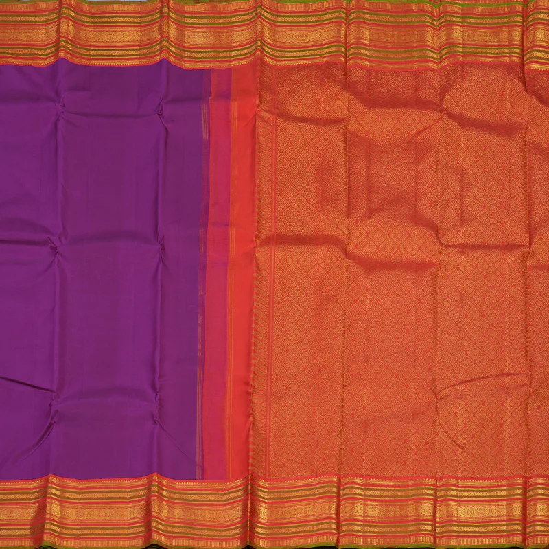 Hayagrivas Handloom Purple Kanjivaram Silk Saree with Red Border KBE1605K8-2 - Image 5