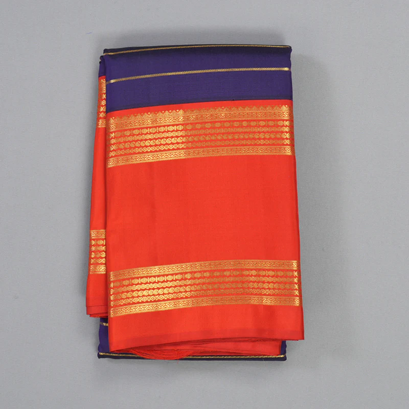 Hayagrivas Handloom Purple Kanjivaram Silk Saree with Red Border KBF179E5-1 - Image 2
