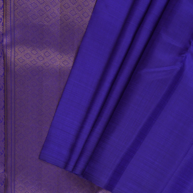 Hayagrivas Handloom Purplish-Blue Kanjivaram Silk Saree KBF157D2-1 - Image 2