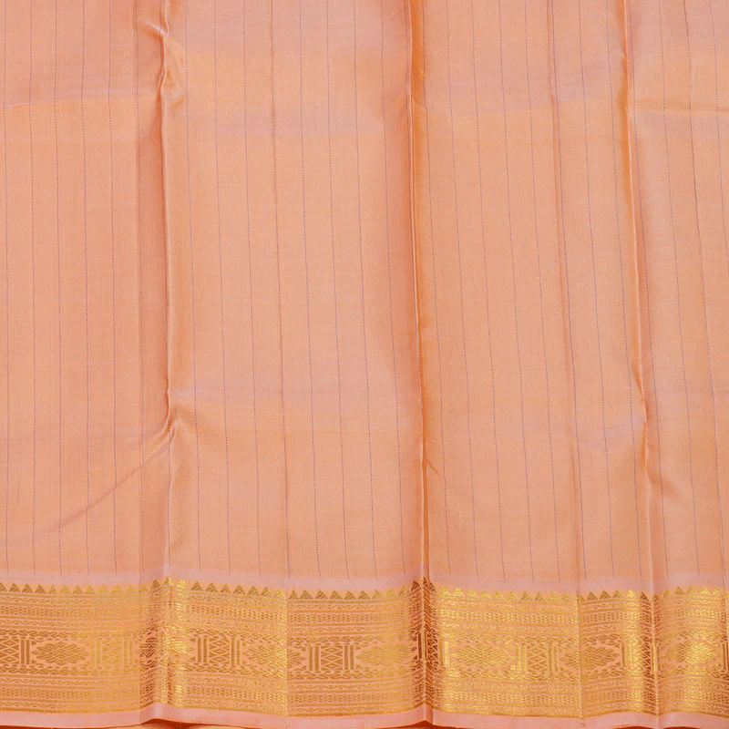 Hayagrivas Handloom Purplish-Blue Kanjivaram Silk Saree with Peach Pink Border KBE1367J3-1 - Image 7
