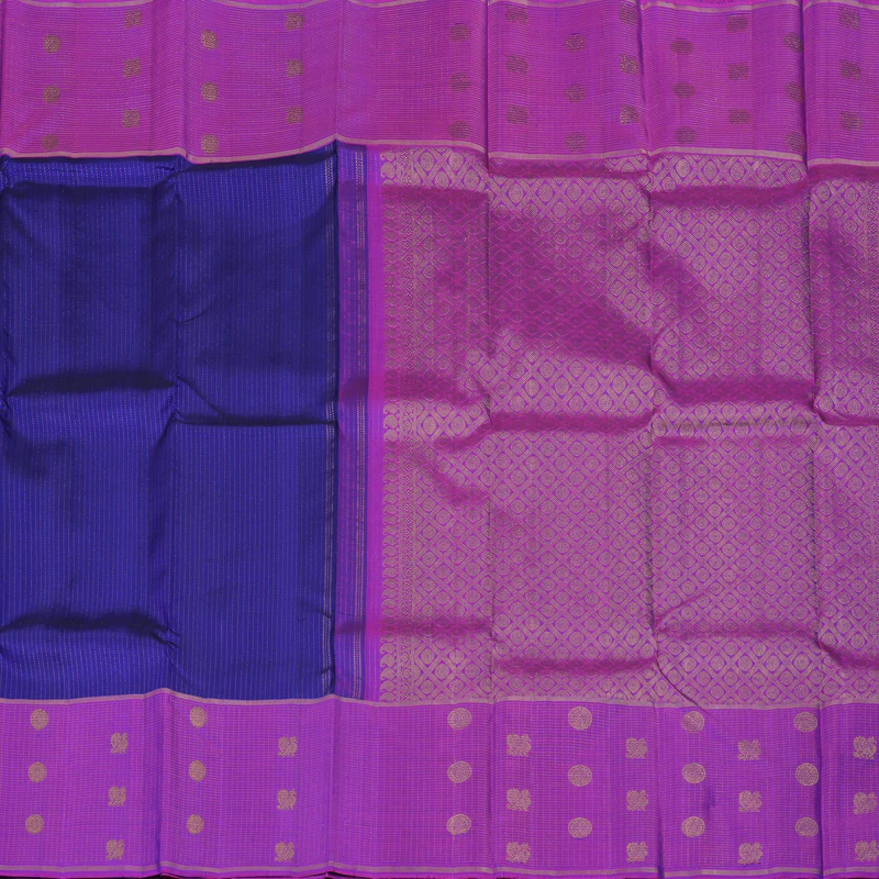 Hayagrivas Handloom Purplish Blue Kanjivaram Silk Saree with Purple Border KBE1886L7-2 - Image 5