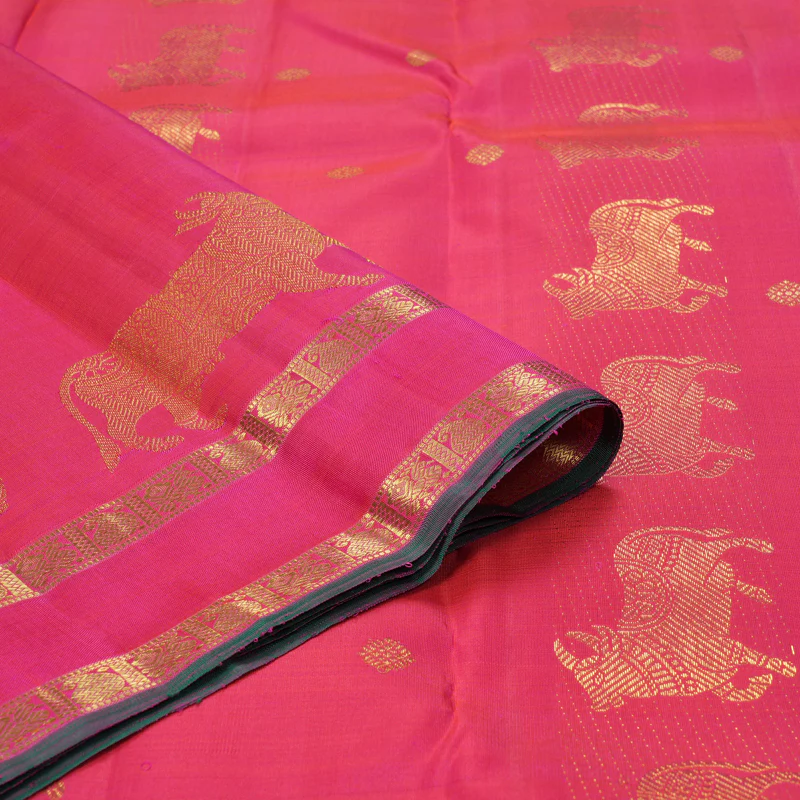Hayagrivas Handloom Rani Pink Kanjivaram Silk Saree KBF343E6-1 - Image 3