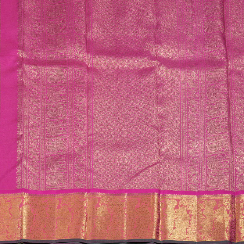 Hayagrivas Handloom Rani Pink Kanjivaram Silk Saree with Orangish-Pink Border BF24-SBS  KBFL24D1-1 - Image 6