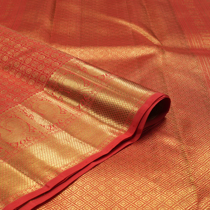 Hayagrivas Handloom Red Bridal Kanjivaram Silk Saree KBE1301J1-1 - Image 3