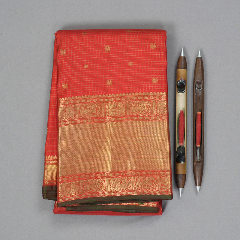 Hayagrivas Handloom Red Kanjivaram Silk Saree KBE1967L1-1 - Image 2