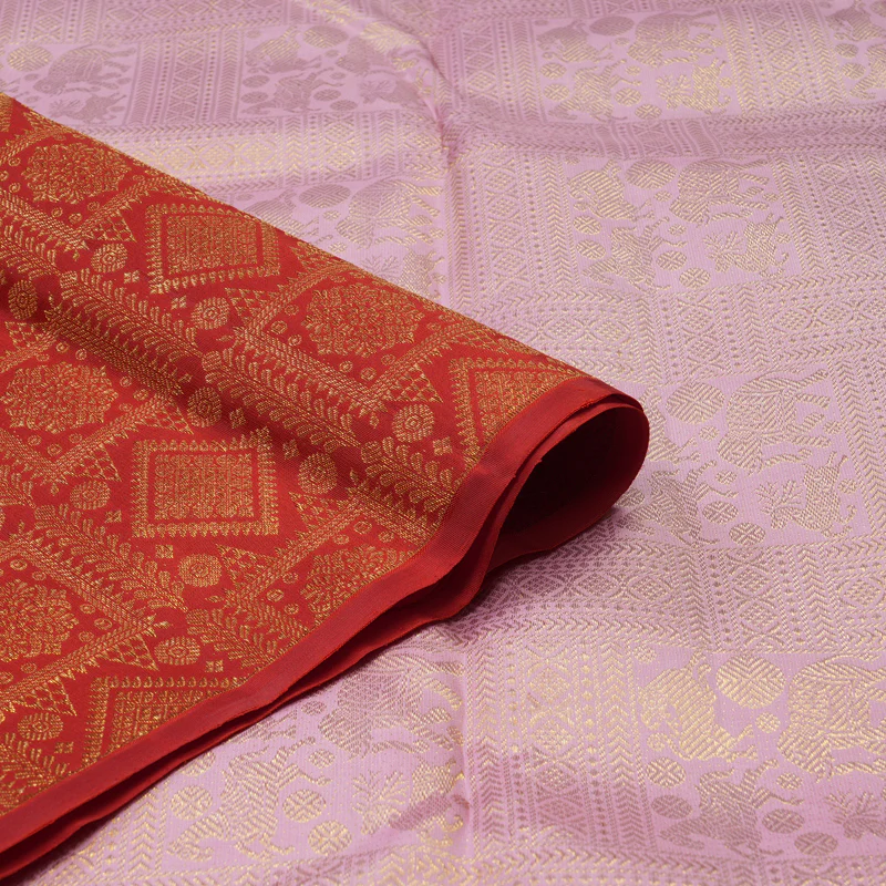 Hayagrivas Handloom Red Kanjivaram Silk Saree KBE1999L6-1 - Image 3