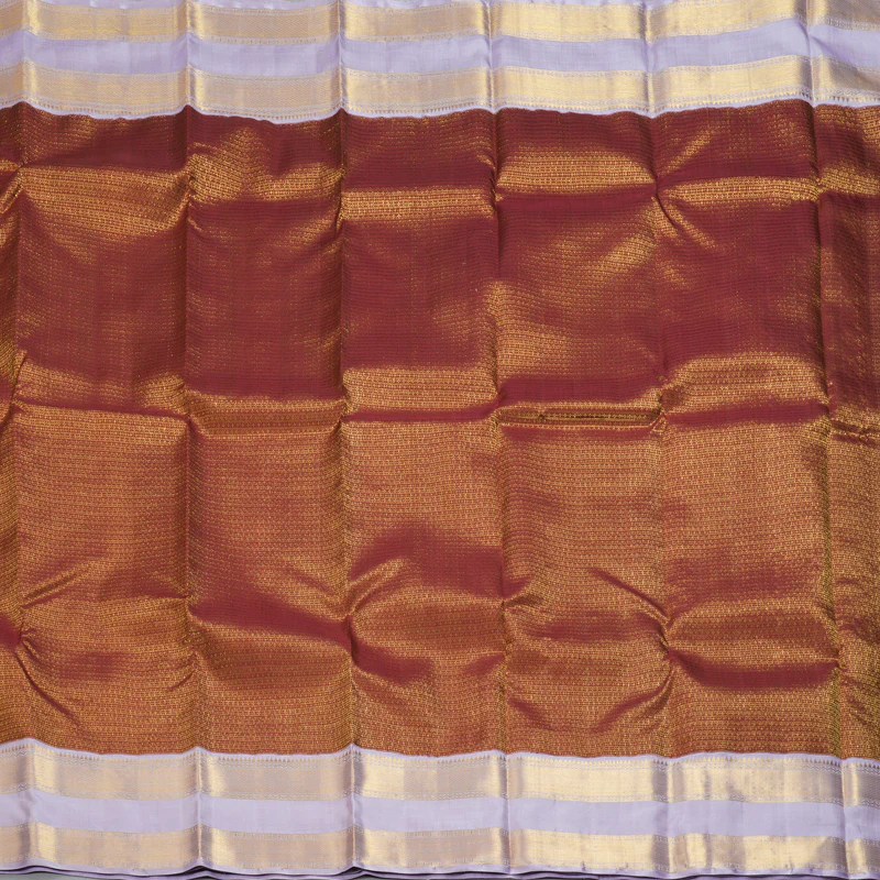Hayagrivas Handloom Red Kanjivaram Silk Saree with Lilac Border KBF262E4-1 - Image 4