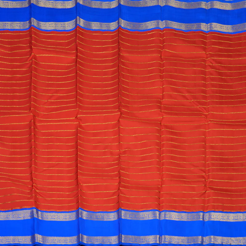 Hayagrivas Handloom Red Kanjivaram Silk Saree with MS Blue Border KBE2373B1-1 - Image 4