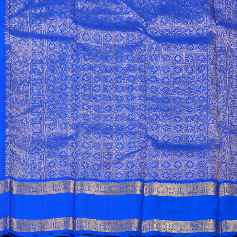 Hayagrivas Handloom Red Kanjivaram Silk Saree with MS Blue Border KBE2373B1-1 - Image 6