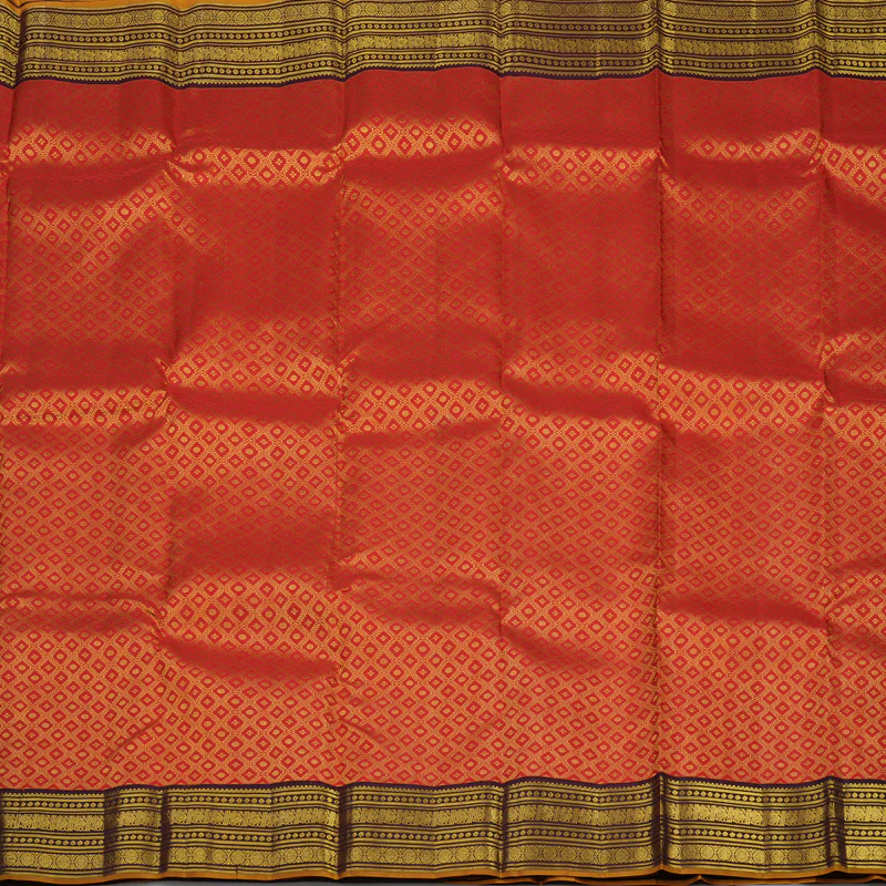 Hayagrivas Handloom Red Kanjivaram Silk Saree with Paaku Border KBE1238I36-3 - Image 4
