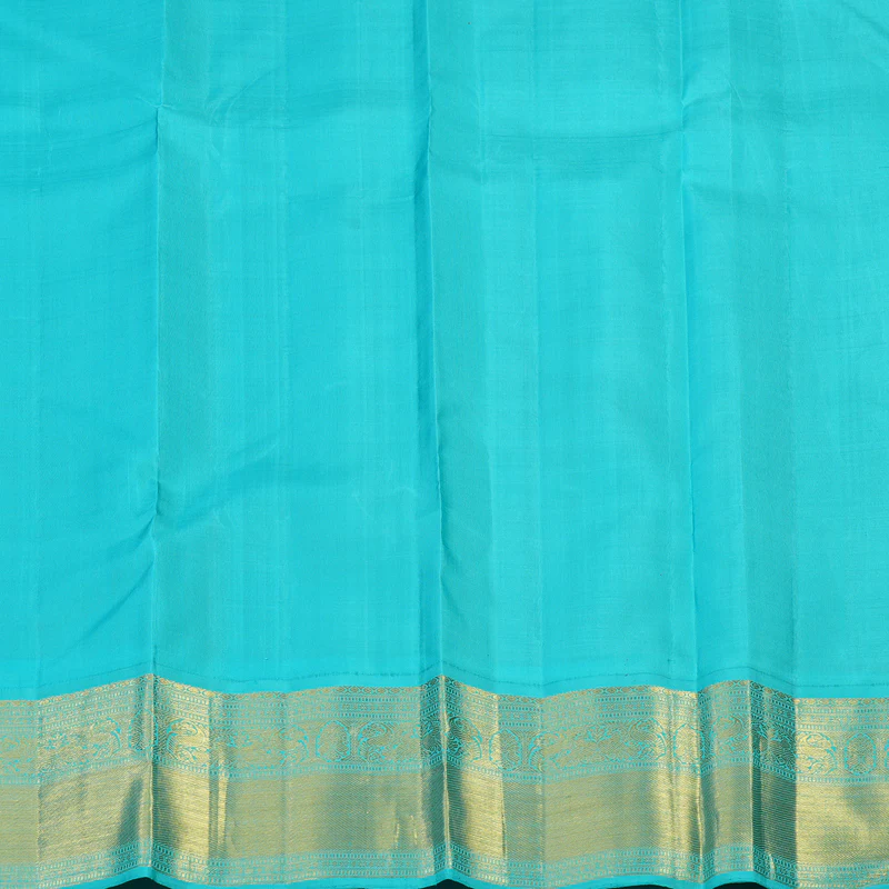 Hayagrivas Handloom Red Kanjivaram Silk Saree with Sky Blue Border KBE2399C1-1 - Image 8