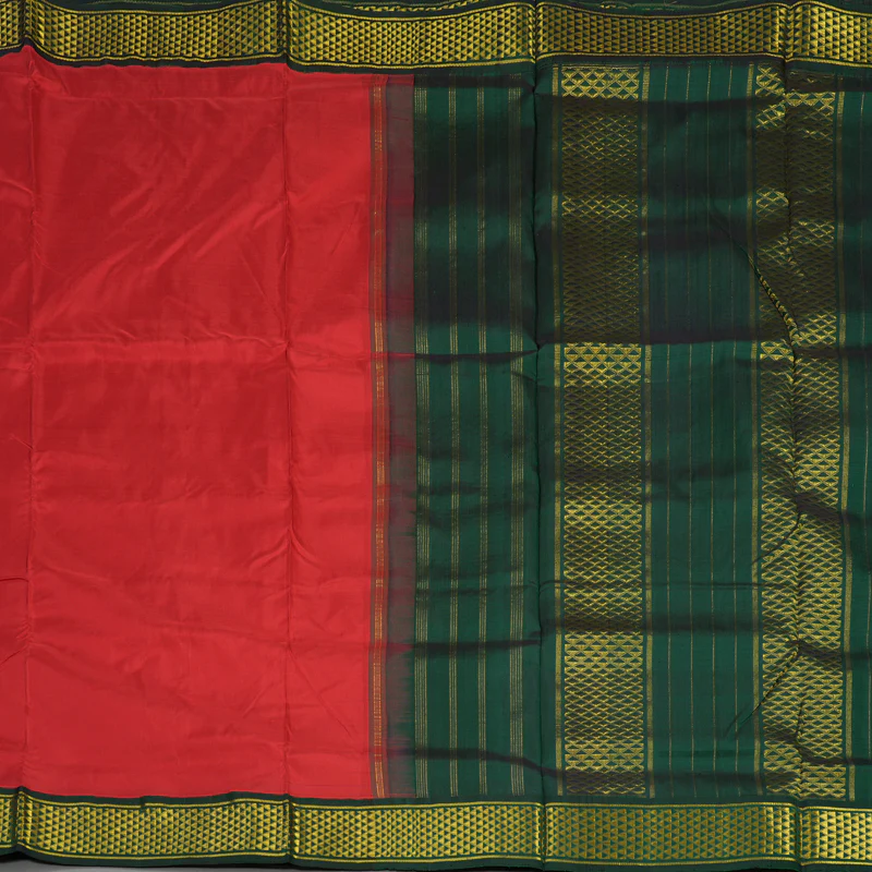 Hayagrivas Handloom Red Ten Yards Silk Madisar Saree KBD1895B9-2 - Image 4
