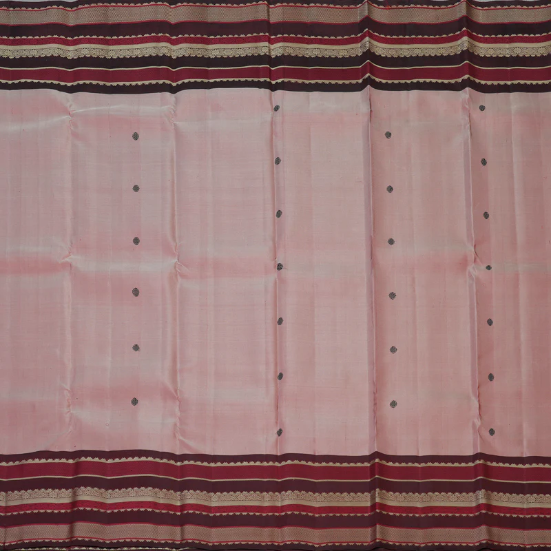 Hayagrivas Handloom Reddish-Grey Kanjivaram Silk Saree with Wine Maroon Border KBF136D10-12 - Image 4