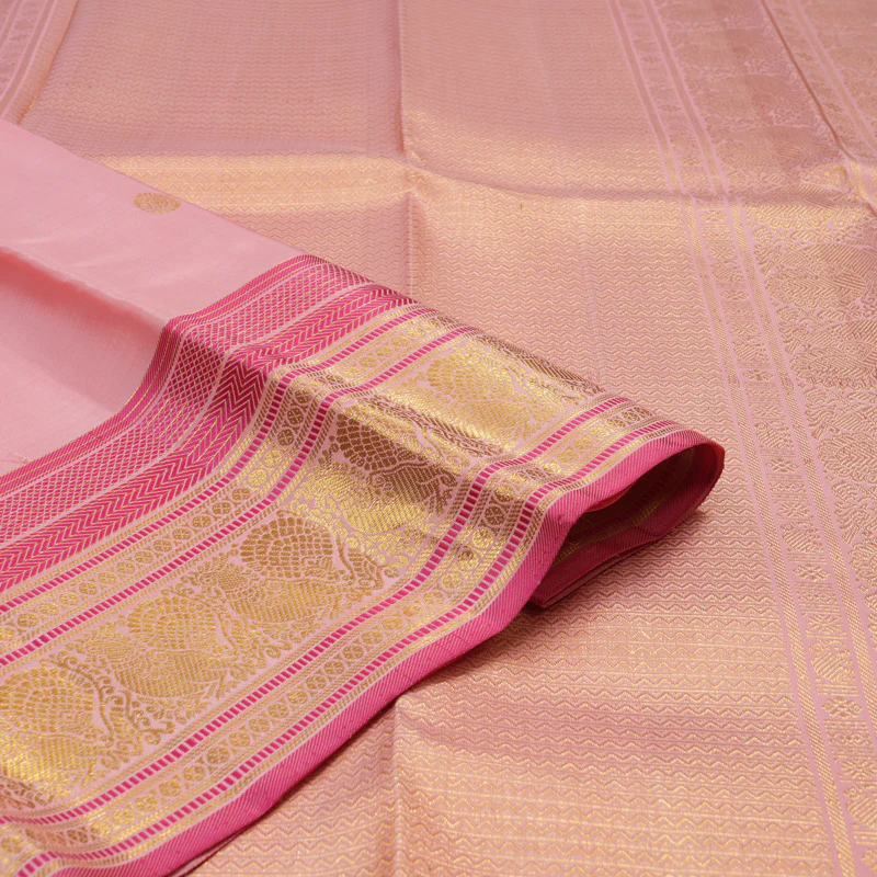 Hayagrivas Handloom Rose Pink Kanjivaram Silk Saree KBE1075I27-1 - Image 3