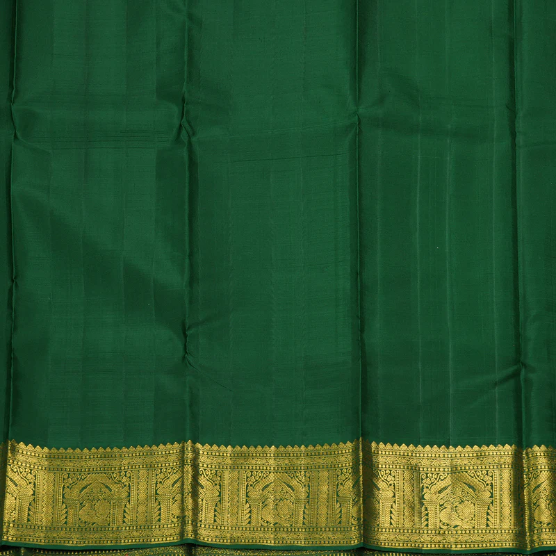 Hayagrivas Handloom Rose Pink Kanjivaram Silk Saree with Bottle Green Border KBF213E2-3 - Image 8