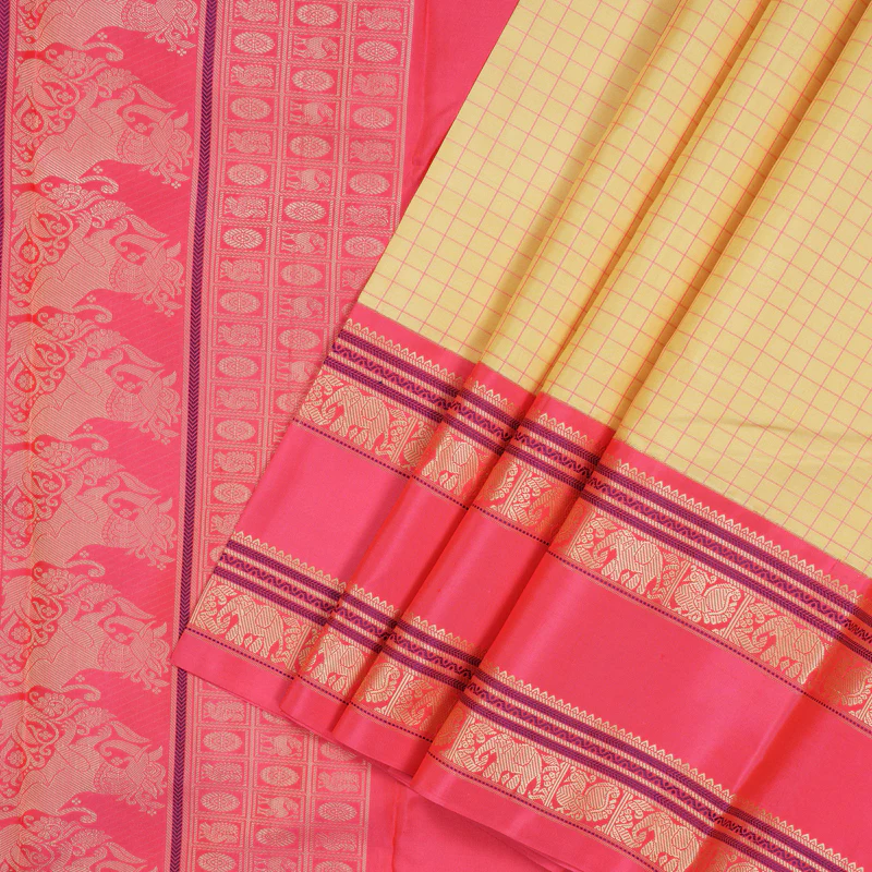 Hayagrivas Handloom Sandal Kanjivaram Silk Saree with Fuchsia Pink Border KBE1443J1-1 - Image 3