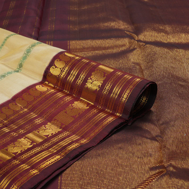 Hayagrivas Handloom Sandal Kanjivaram Silk Saree with Ganga Jamuna Border KBF245E13-1 - Image 3