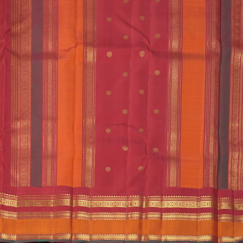Hayagrivas Handloom Sandal Kanjivaram Silk Saree with Orange Border KBF390F6-1 - Image 5
