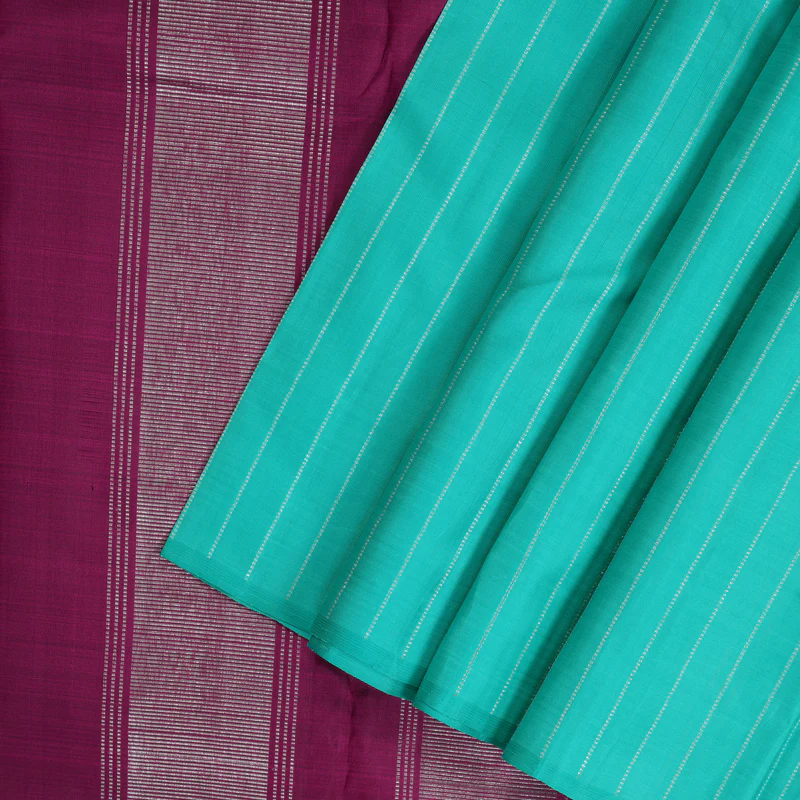 Hayagrivas Handloom Sea Blue Kanjivaram Silk Saree KBF230E5-1 - Image 3