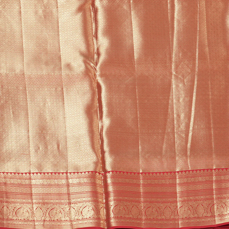 Hayagrivas Handloom Silver Grey Kanjivaram Silk Saree with Red Border KBF210E34-1 - Image 7