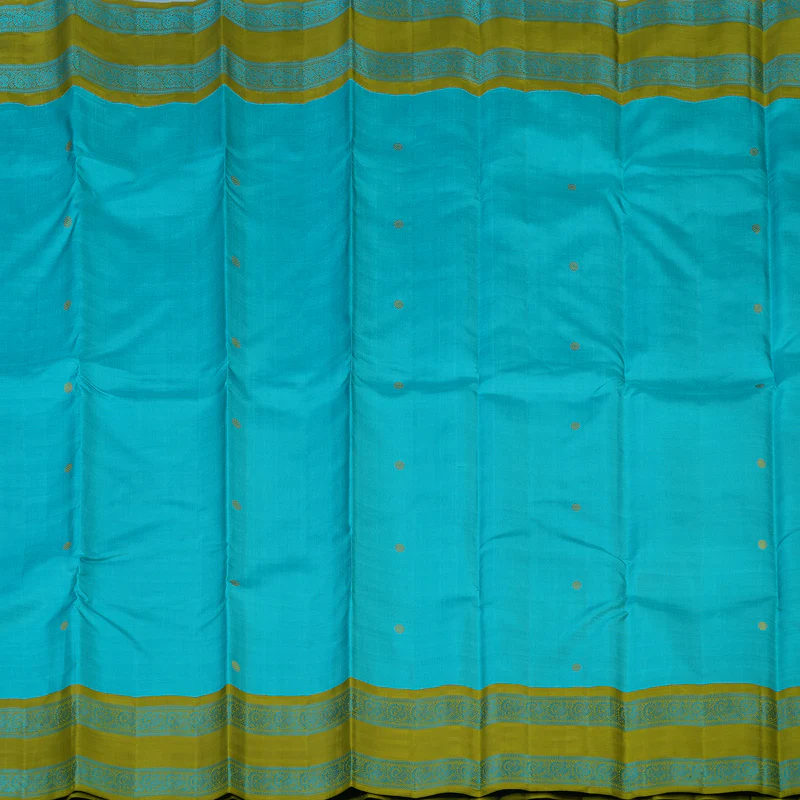 Hayagrivas Handloom Sky Blue Kanjivaram Silk Saree with Olive Green Border BF8-SBS KBFL8D1-1 - Image 4