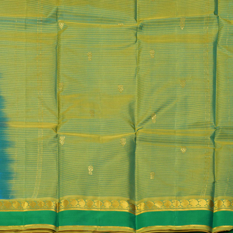 Hayagrivas Handloom Sky Blue Kanjivaram Silk Saree with Sage Green Border KBF269E4-7 - Image 5