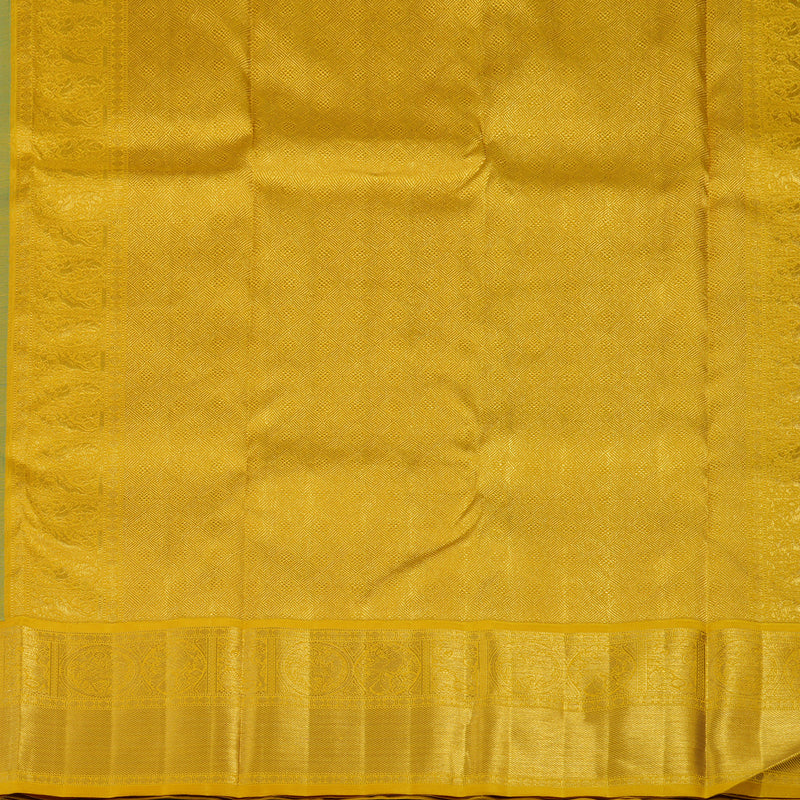 Hayagrivas Handloom Sky Blue Kanjivaram Silk Saree with Yellow Border KBE2281B3-1 - Image 6