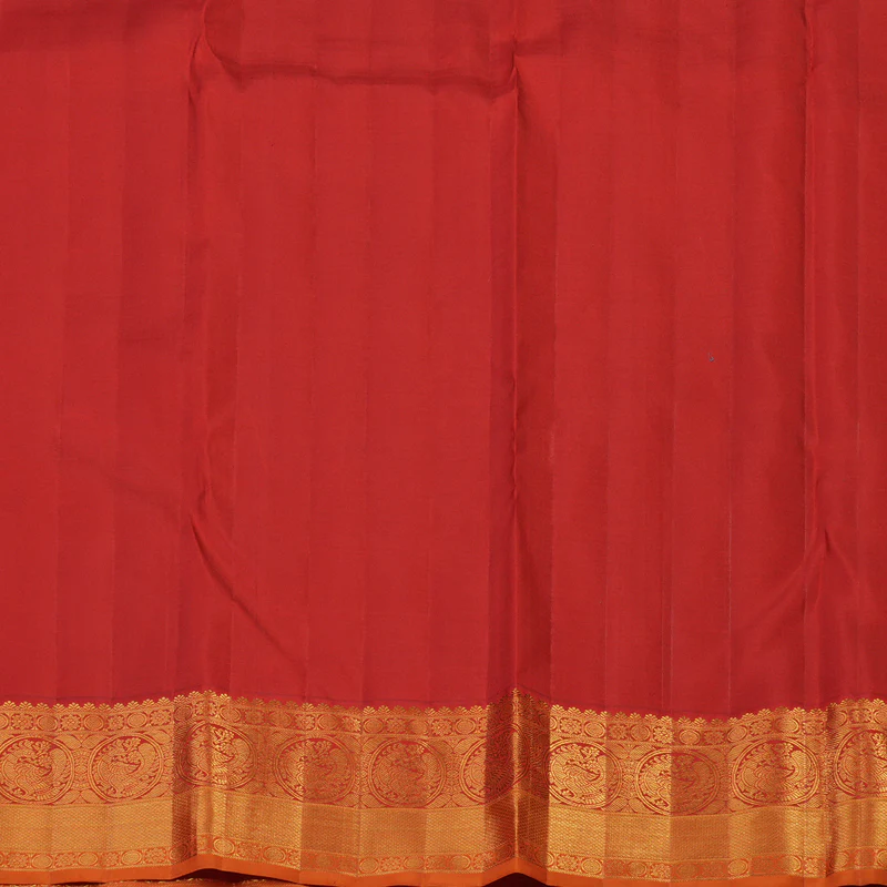 Hayagrivas Handloom Teal Blue Kanjivaram Silk Saree with Red Border KBF113D3-1 - Image 7