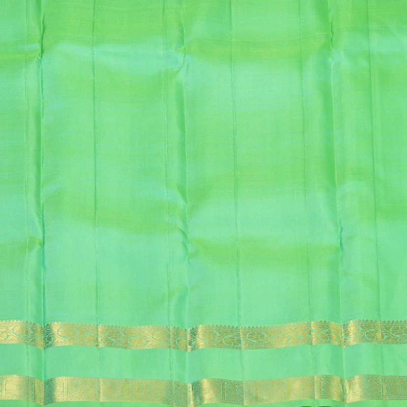 Hayagrivas Handloom Teal Kanjivaram Silk Saree with Neon Green Border KBF42D5-1 - Image 7