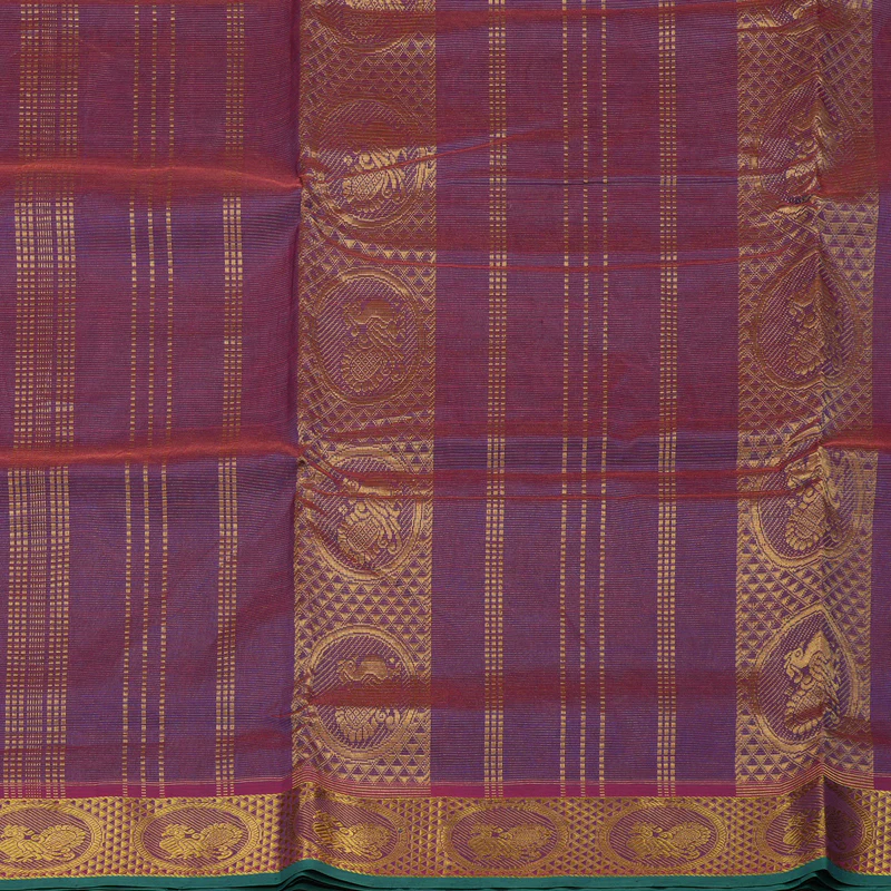 Hayagrivas Handloom Ten Yards Pure Silk Cotton saree in Wine Purple KBE106D7-1 - Image 5