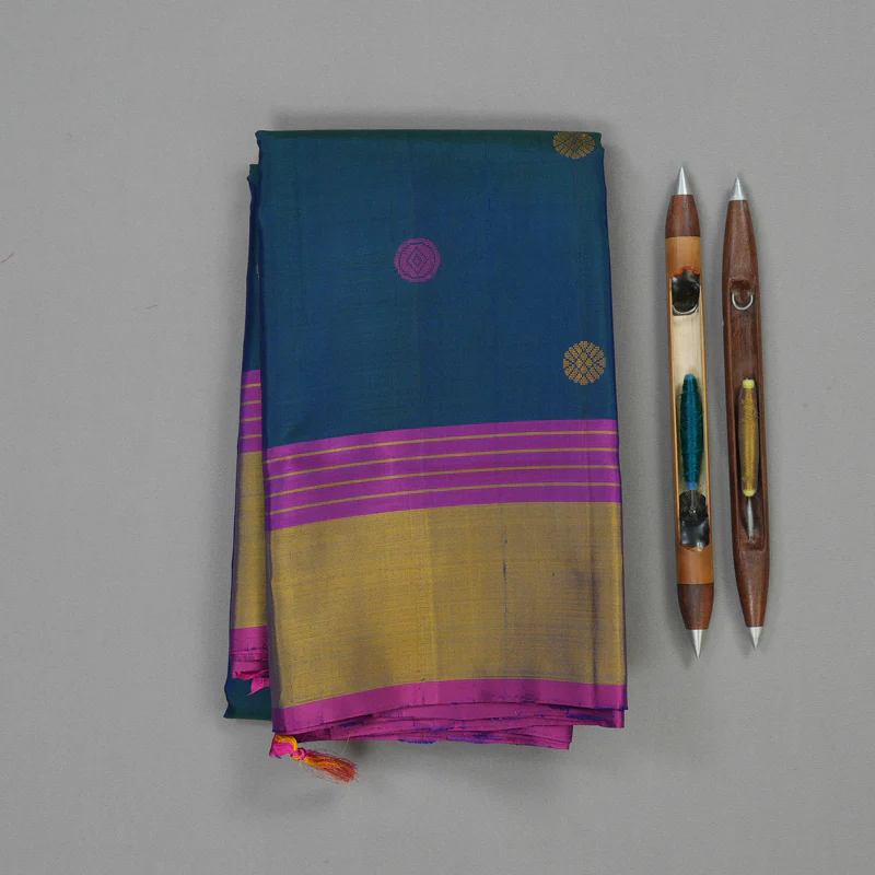 Hayagrivas Handloom Thread Work Silk Saree in Mayilkazhuthu colour KBE1310J1-2 - Image 2