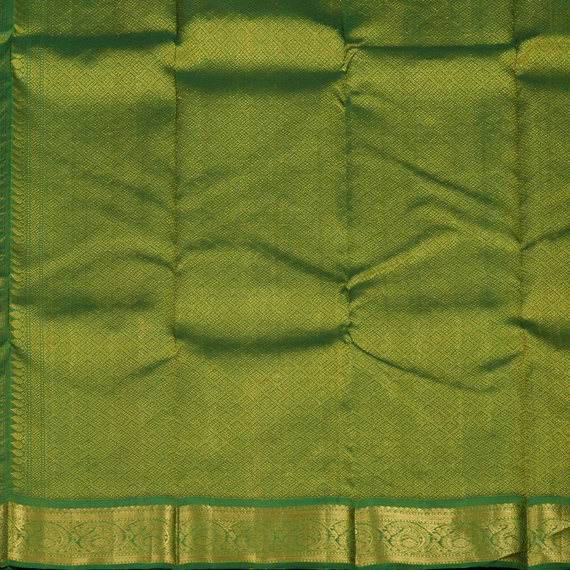 Hayagrivas Handloom Tumeric Yellow Kanjivaram Silk Saree with Green border KBE1741K3-1 - Image 7
