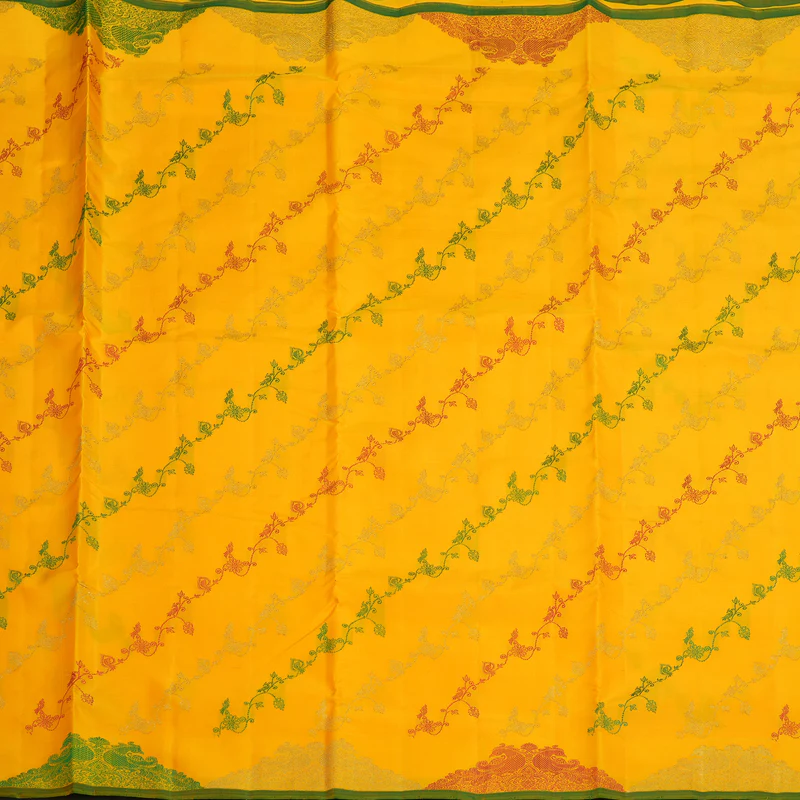 Hayagrivas Handloom Vibrant Yellow Ten Yards Kanjivaram Silk Saree BE357-SBS KBEL357C1-1 - Image 3