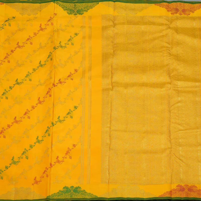 Hayagrivas Handloom Vibrant Yellow Ten Yards Kanjivaram Silk Saree BE357-SBS KBEL357C1-1 - Image 4